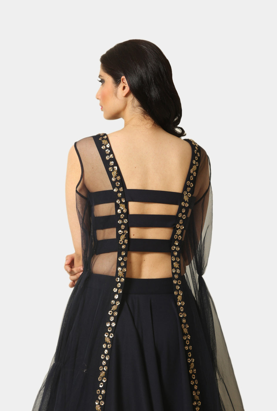 Angana navy blue embroidered lehenga - knv-dash