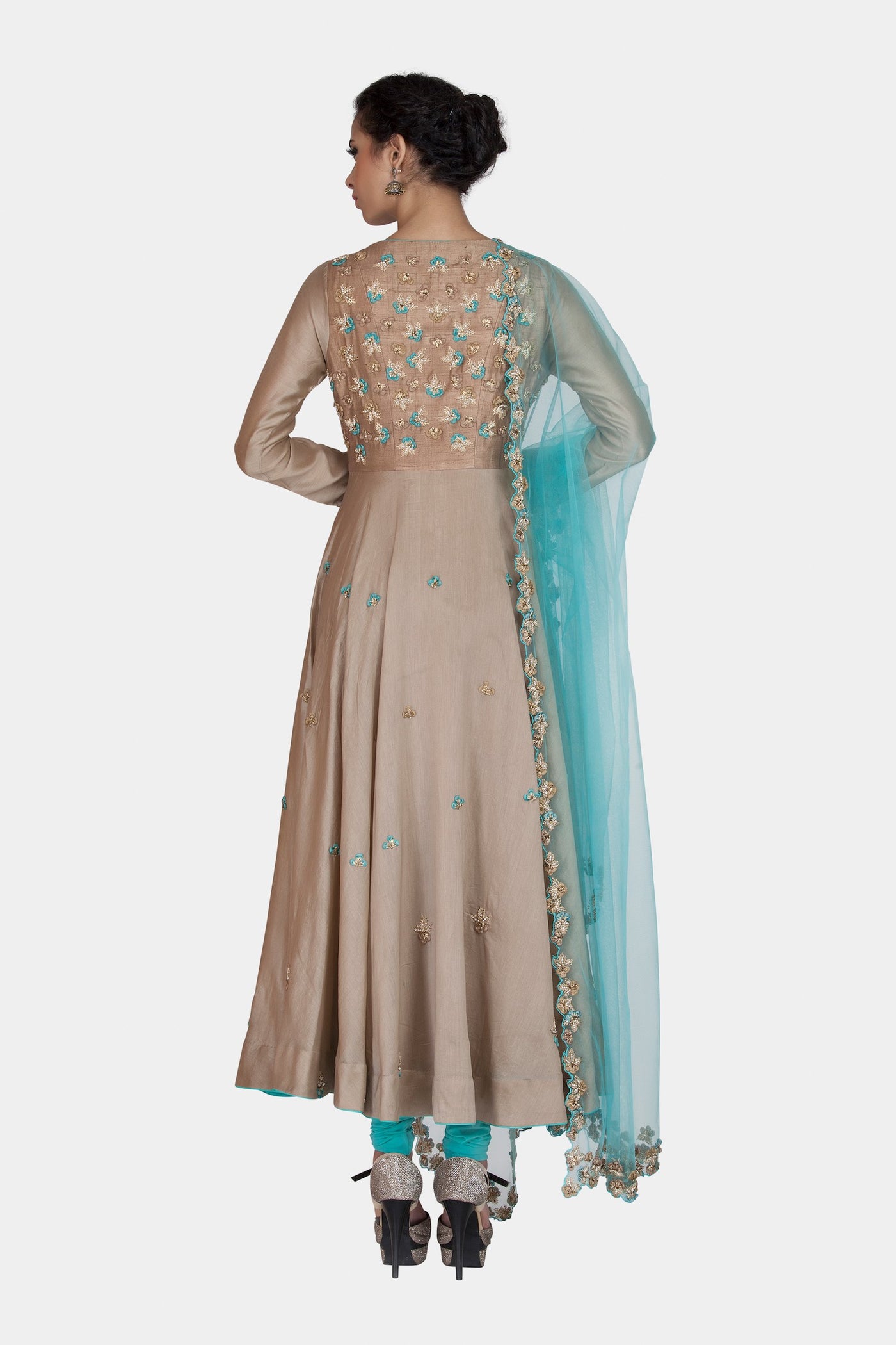 Apurva blue and beige anarkali - knv-dash