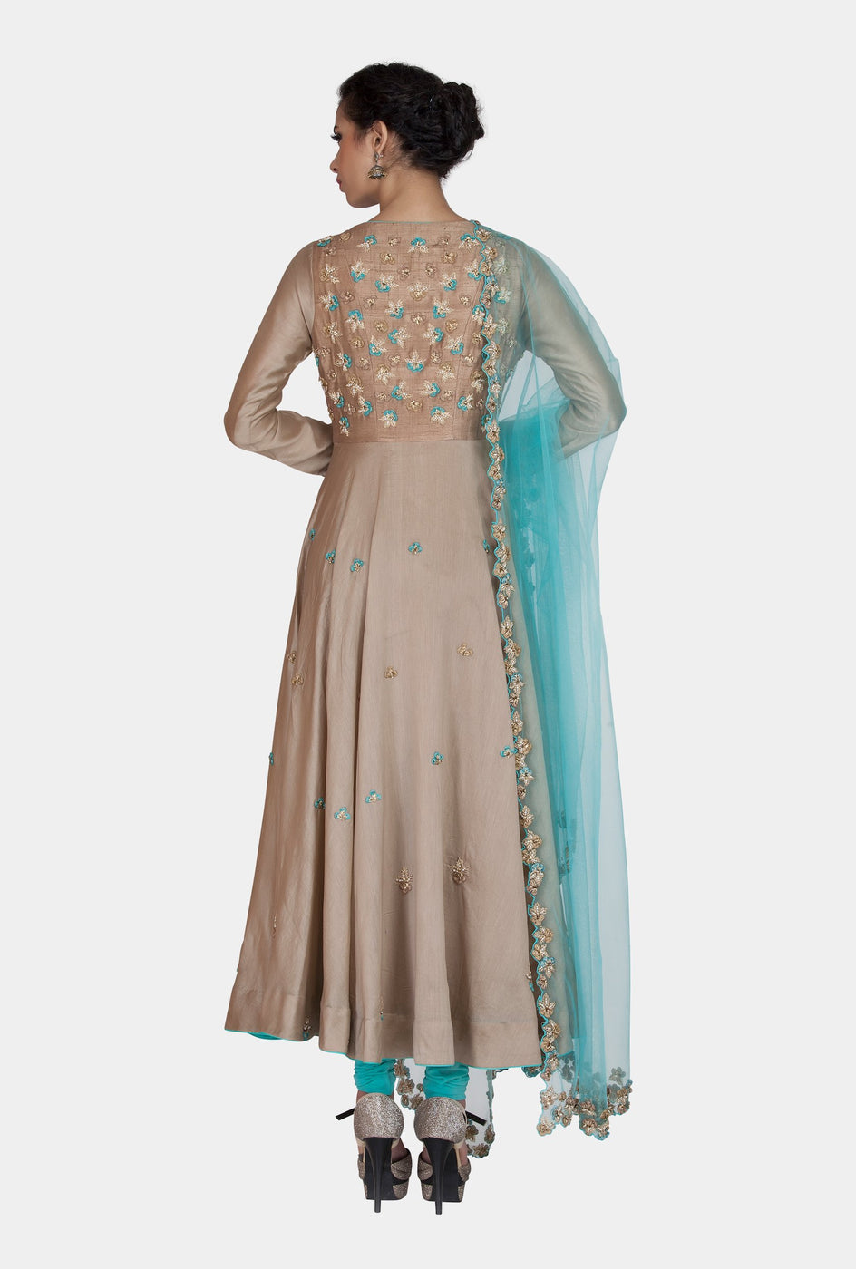 Apurva blue and beige anarkali - knv-dash