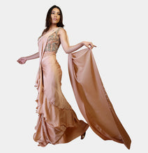 Akhila nude frilled corset sari - knv-dash