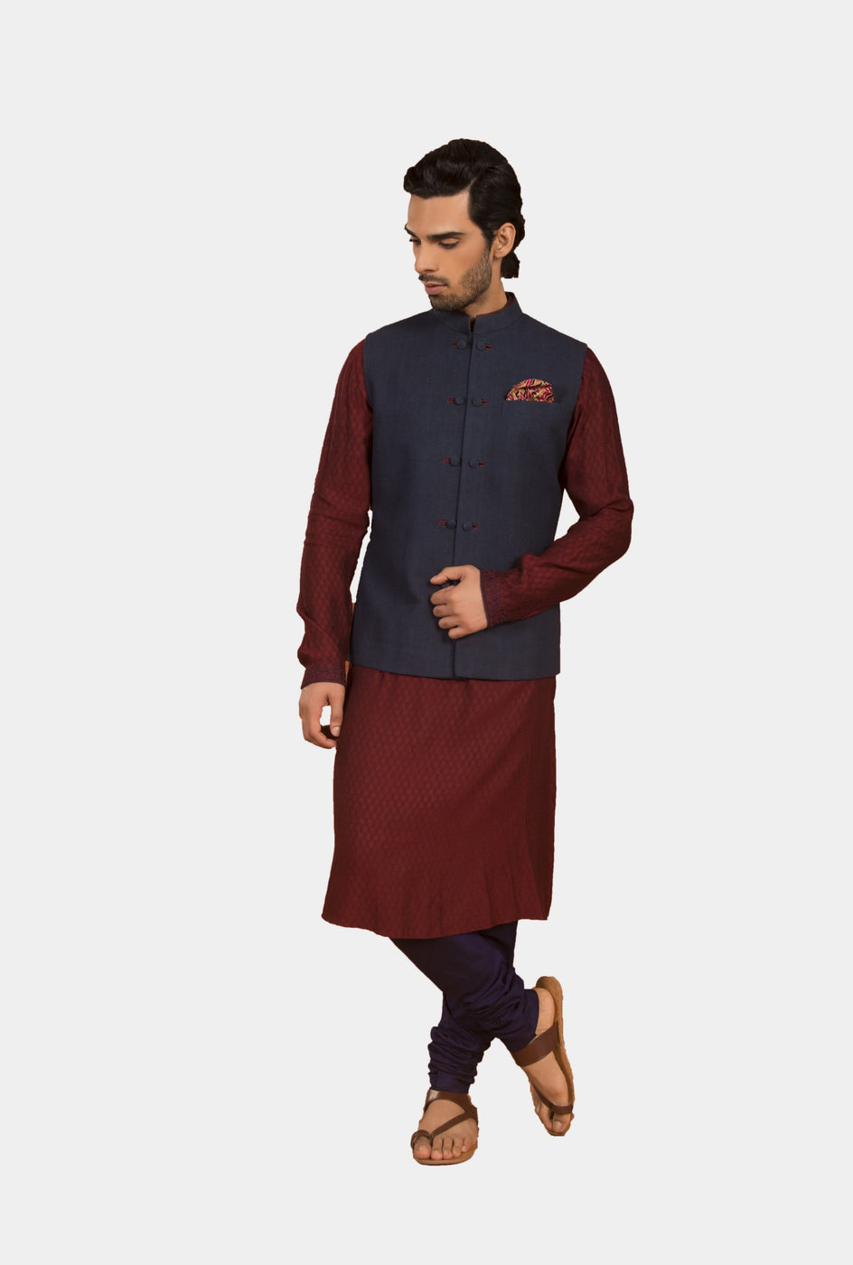 Ansh navy bandhi jacket with pant - knv-dash
