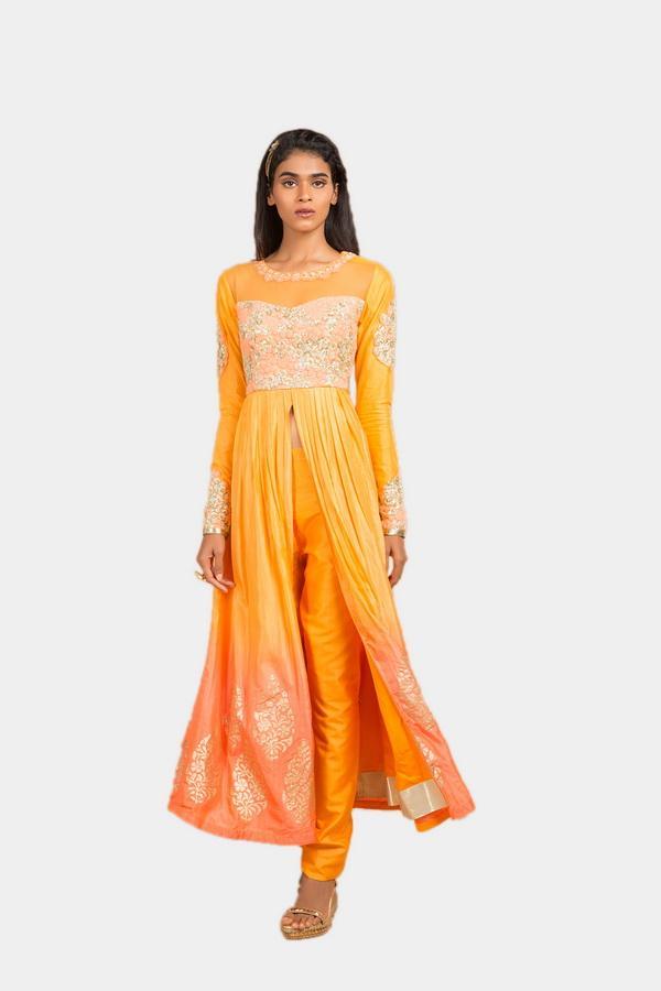 Ambrosia gold floral kurta suit set - knv-dash