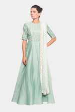 Agrani seafoam leaf motif anarkali set - knv-dash