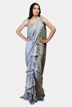 Akhila grey frilled corset sari - knv-dash