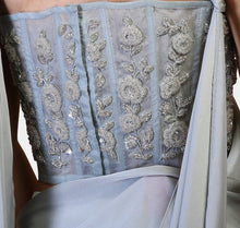 Akhila grey frilled corset sari - knv-dash