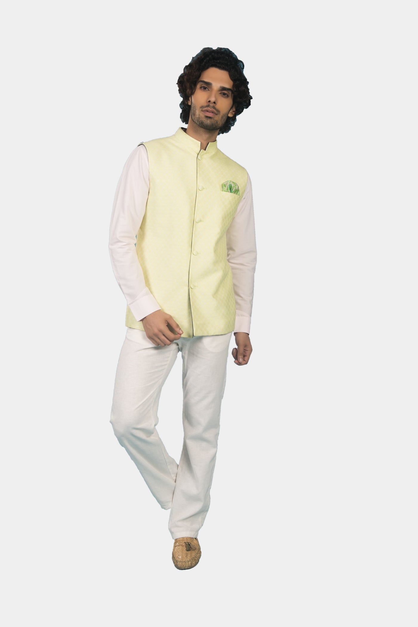 Arjun green jacquard bandhi jacket with pant - knv-dash