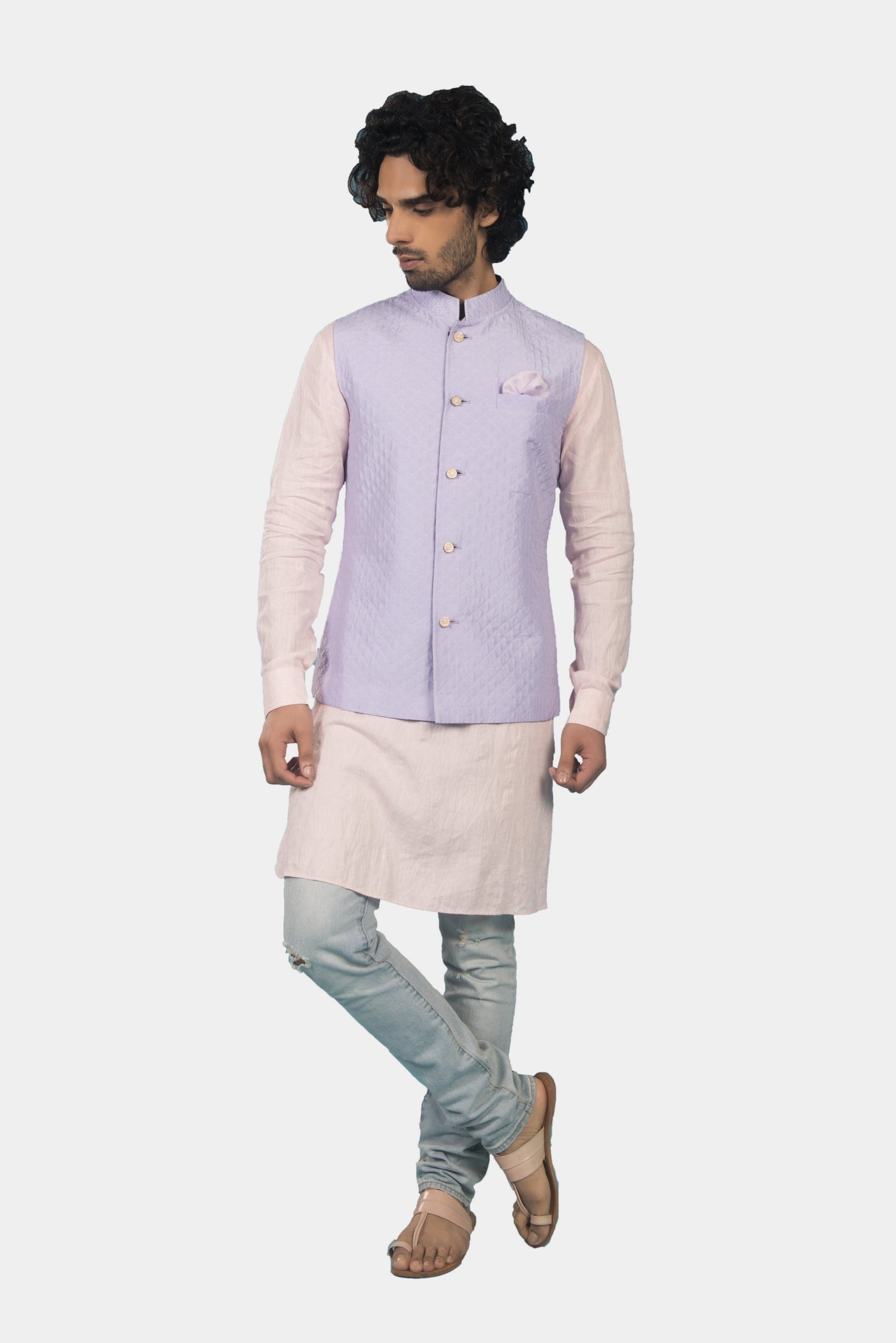 Amil purple quilted bandhi jacket with pant - knv-dash