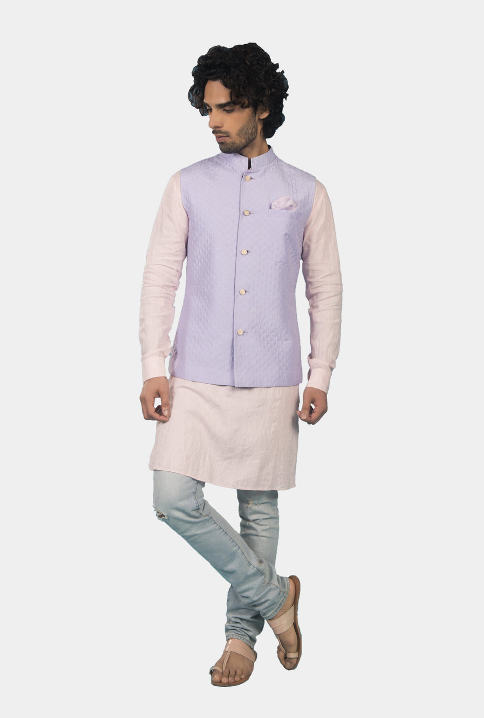 Amil purple quilted bandhi jacket with pant - knv-dash