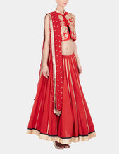 Aperie red and gold embroidered lehenga - knv-dash