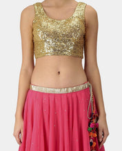 Aparna pink gold sequined lehenga set - knv-dash