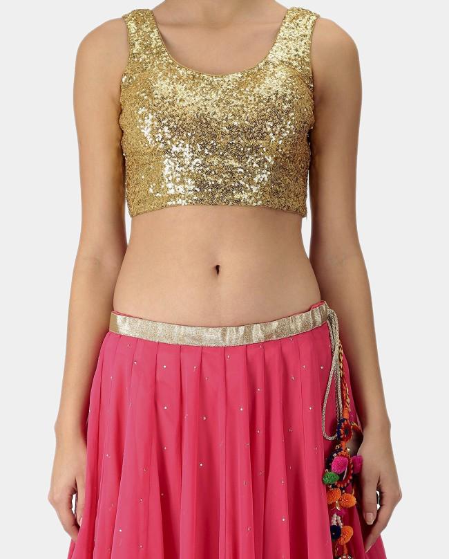 Aparna pink gold sequined lehenga set - knv-dash