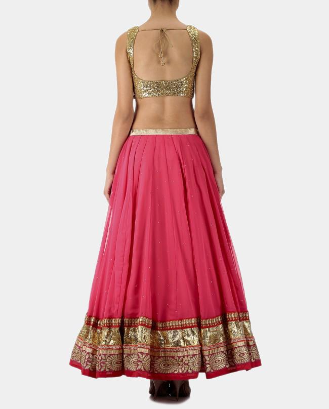 Aparna pink gold sequined lehenga set - knv-dash