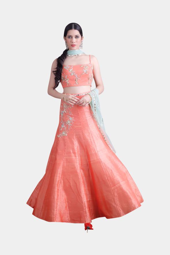 Ardra tangerine lehenga set - knv-dash