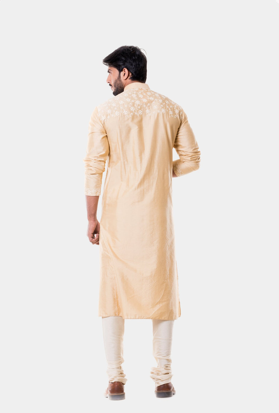 Advaith tan kurta with dori embroidery - knv-dash