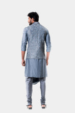 Amir grey kurta with embroidered waistcoat - knv-dash