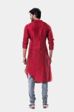 Abeer dark red kurta with grey churidar - knv-dash
