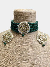 Antara green and gold traditional choker set - knv-dash