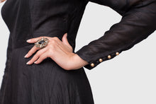 Aavani black and gold embroidered gown - knv-dash