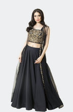Angana navy blue embroidered lehenga - knv-dash