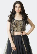 Angana navy blue embroidered lehenga - knv-dash