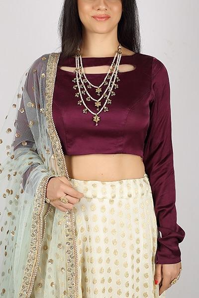 Aalia plum brocade lehenga set - knv-dash