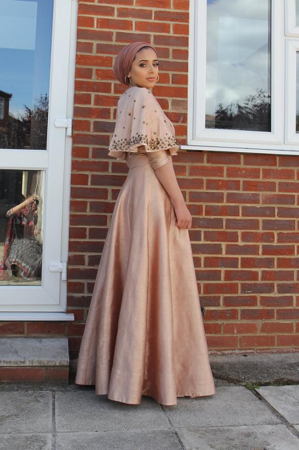 Annam bronze and blush cape gown - knv-dash