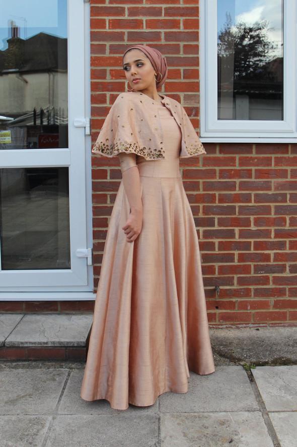 Annam bronze and blush cape gown - knv-dash