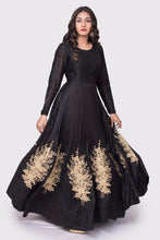 Aavani black and gold embroidered gown - knv-dash