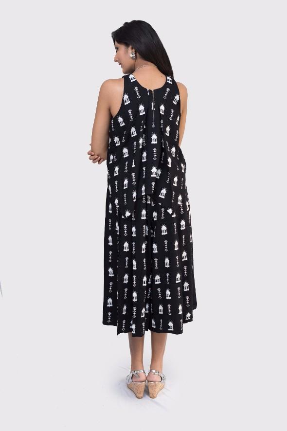 Anju black and white printed culotte pant set - knv-dash