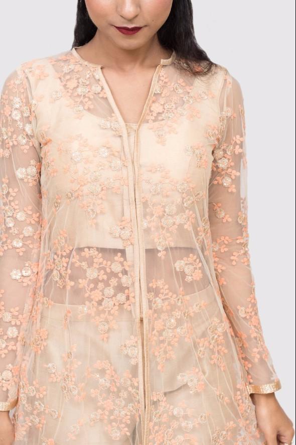 Arati sheer floral kurta suit set - knv-dash