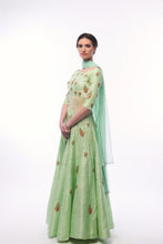 Ajanta green floral embroidered anarkali set - knv-dash