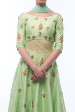 Ajanta green floral embroidered anarkali set - knv-dash
