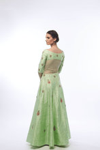 Ajanta green floral embroidered anarkali set - knv-dash