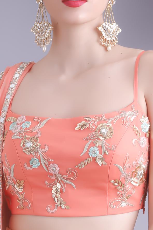Anuja peach ombre sari set - knv-dash
