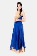 Anasuya royal blue and gold anarkali set - knv-dash