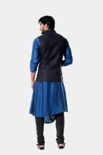 Anshnew blue kurta set with embroidered waistcoat - knv-dash