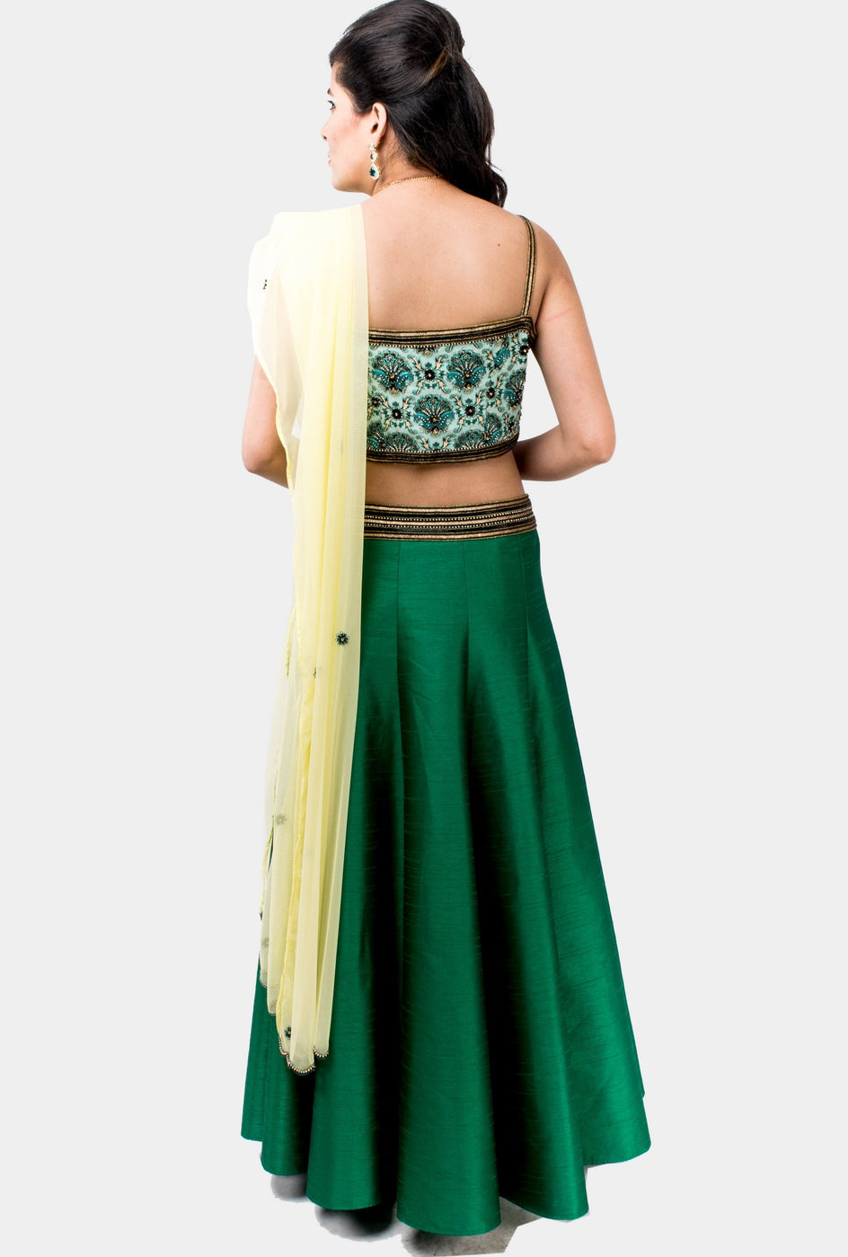 Amira emerald green embroidered lehenga set - knv-dash